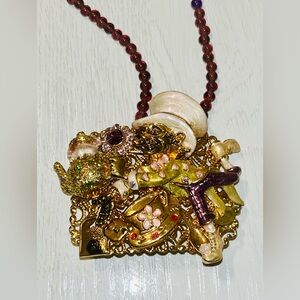 Kirk’s Folly Vintage Alice & Wonderland Mad Hatter Beaded Statement Necklace.